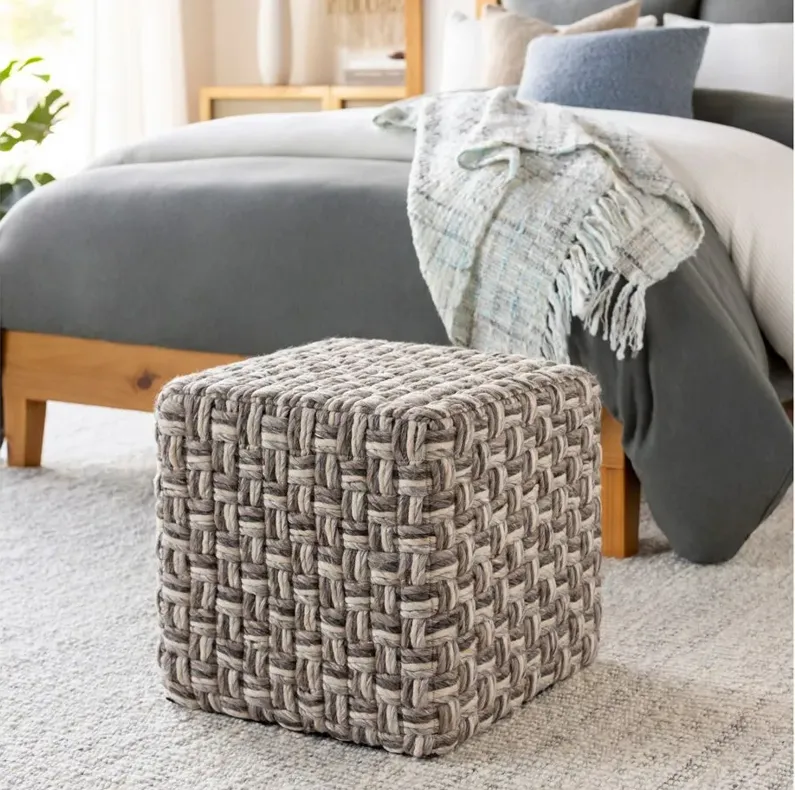 Cordoba Pouf in Charcoal, Camel, Light Gray, Cream by Surya