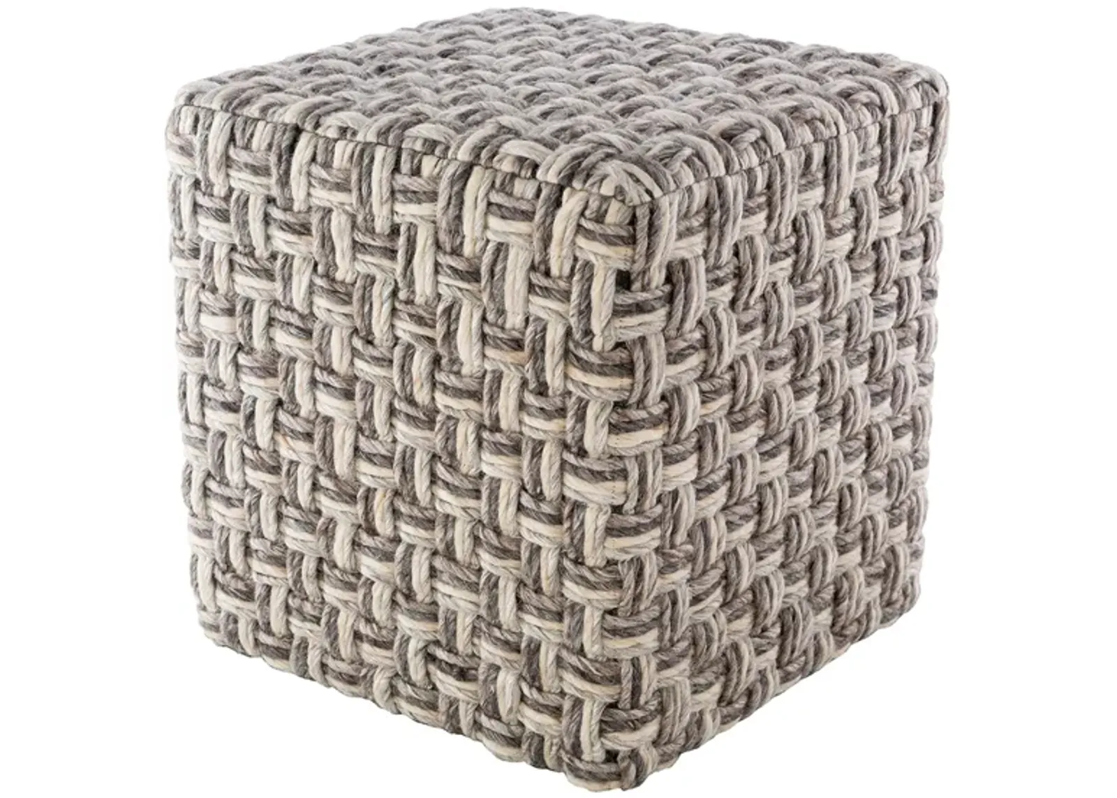 Cordoba Pouf in Charcoal, Camel, Light Gray, Cream by Surya