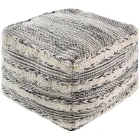 Kimba Pouf in Black, Cream by Surya