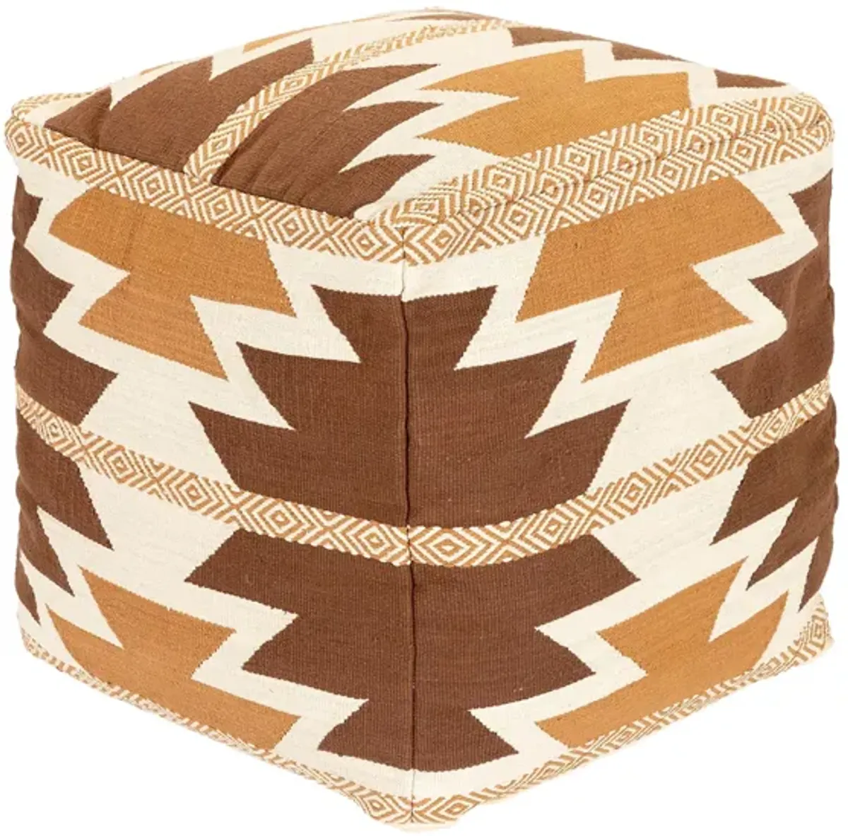 Andrea Pouf in Cream, Dark Brown, Camel by Surya