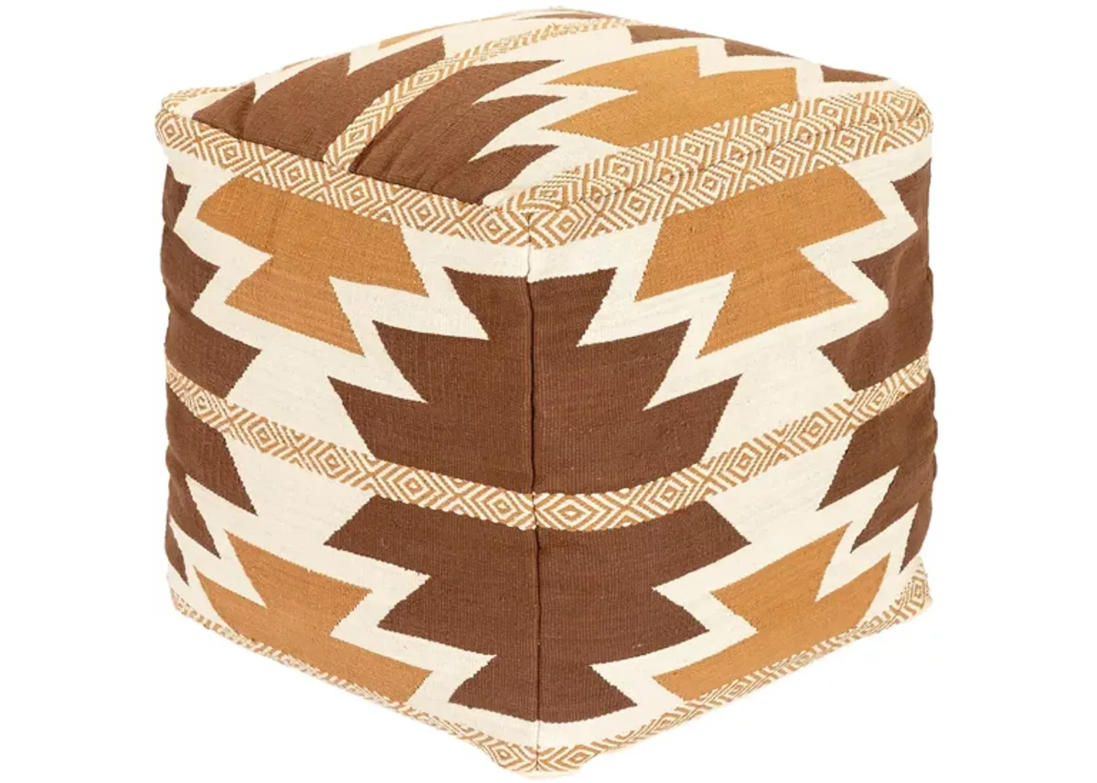 Andrea Pouf in Cream, Dark Brown, Camel by Surya