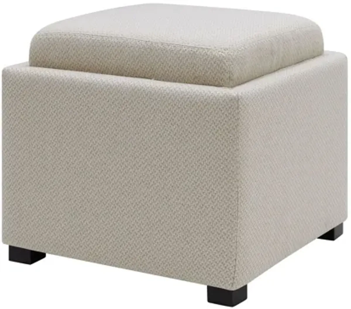 Cameron Square Fabric Storage Ottoman with Tray
