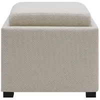 Cameron Square Fabric Storage Ottoman with Tray in Cardiff Cream by New Pacific Direct