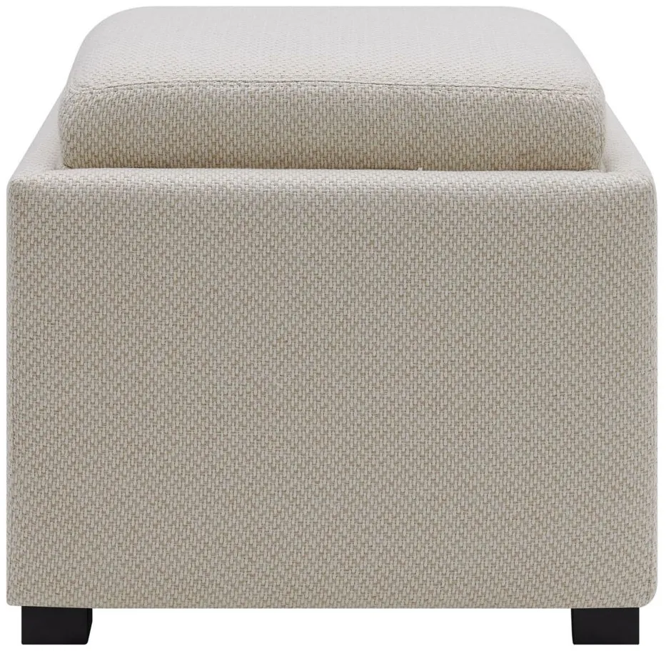Cameron Square Fabric Storage Ottoman with Tray in Cardiff Cream by New Pacific Direct