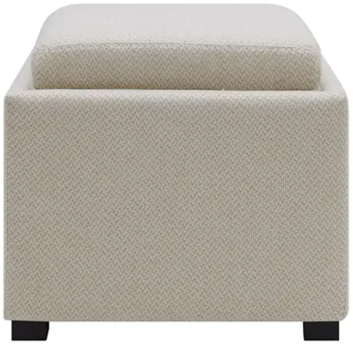 Cameron Square Fabric Storage Ottoman with Tray