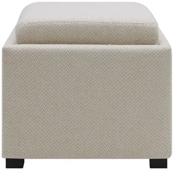 Cameron Square Fabric Storage Ottoman with Tray