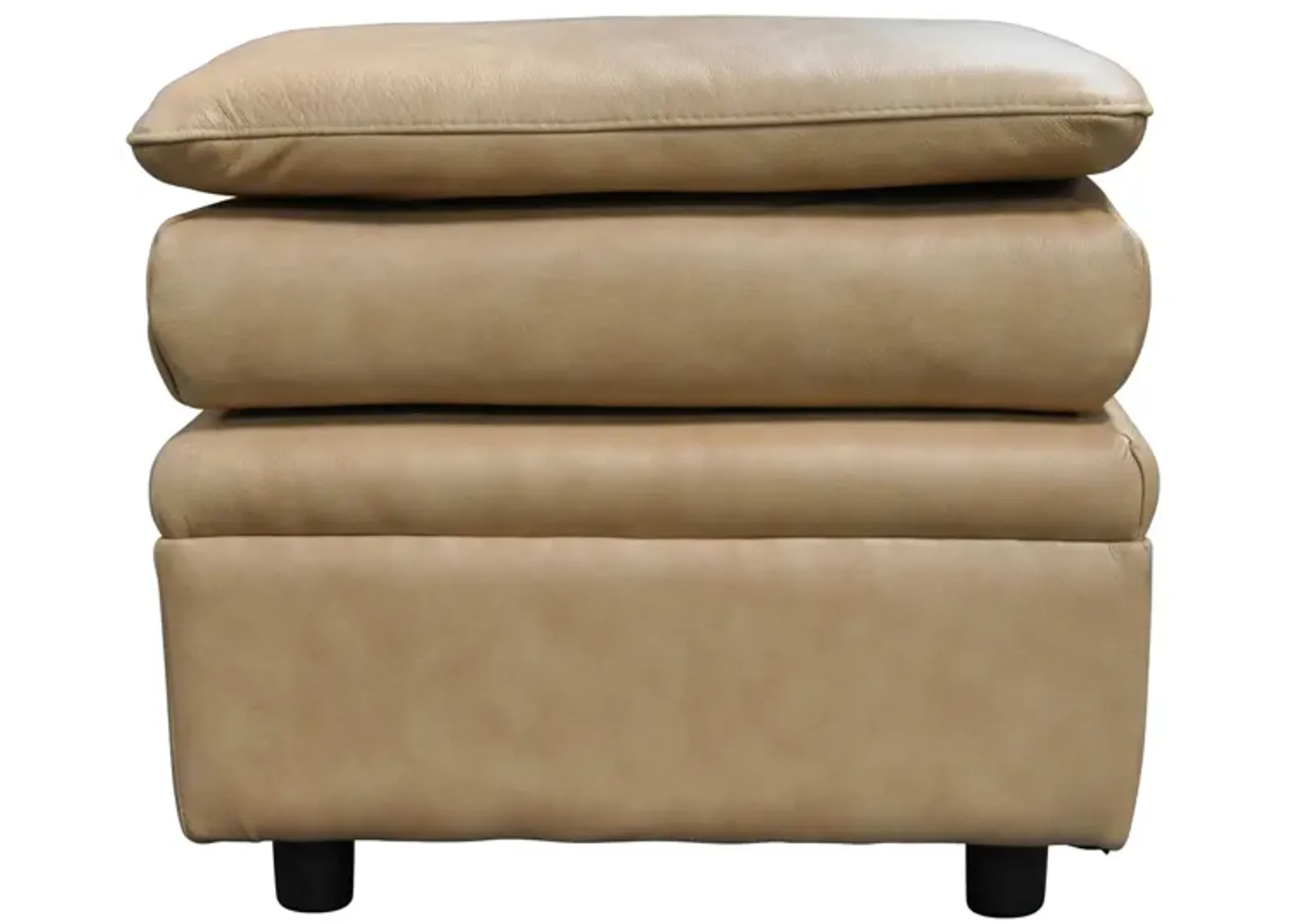 Uptown Ottoman in Urban Wheat by Omnia Leather