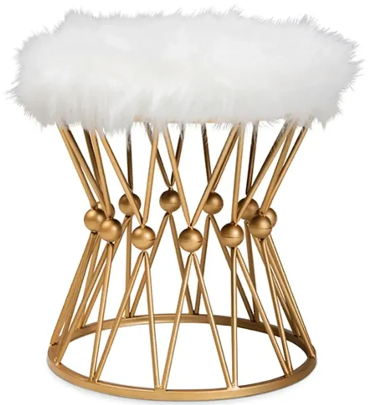 Leonie Ottoman in White/Gold by Wholesale Interiors