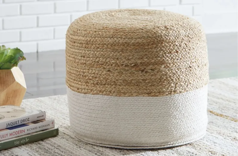 Sweed Valley Pouf in Natural/White by Ashley Express