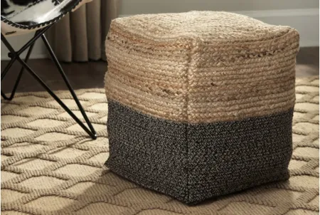 Sweed Valley Pouf in Natural/Black by Ashley Express