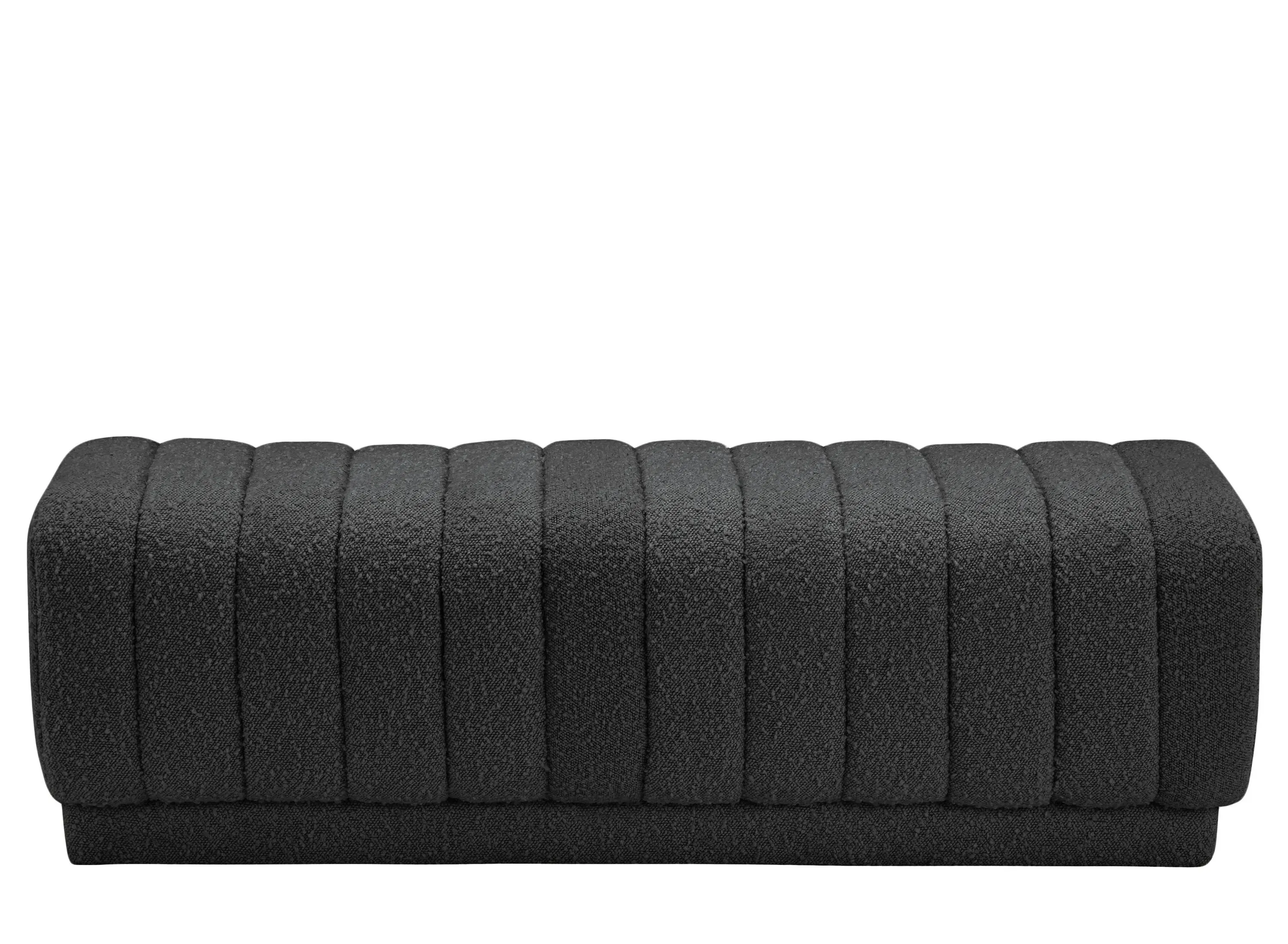 Heathrow Boucle Fabric Ottoman/Bench in Black by Meridian Furniture