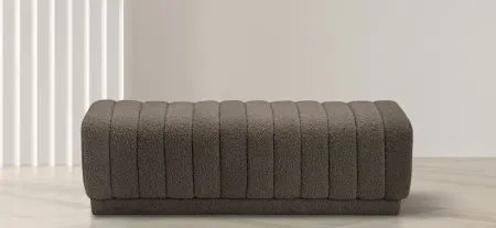 Heathrow Boucle Fabric Ottoman/Bench in Brown by Meridian Furniture