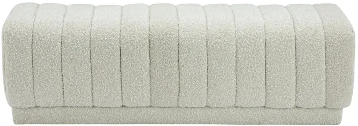 Heathrow Boucle Fabric Ottoman/Bench in Cream by Meridian Furniture