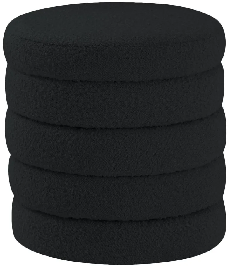 Aphia Boucle Fabric Ottoman/Stool in Black by Meridian Furniture