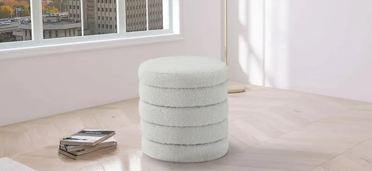 Aphia Boucle Fabric Ottoman/Stool