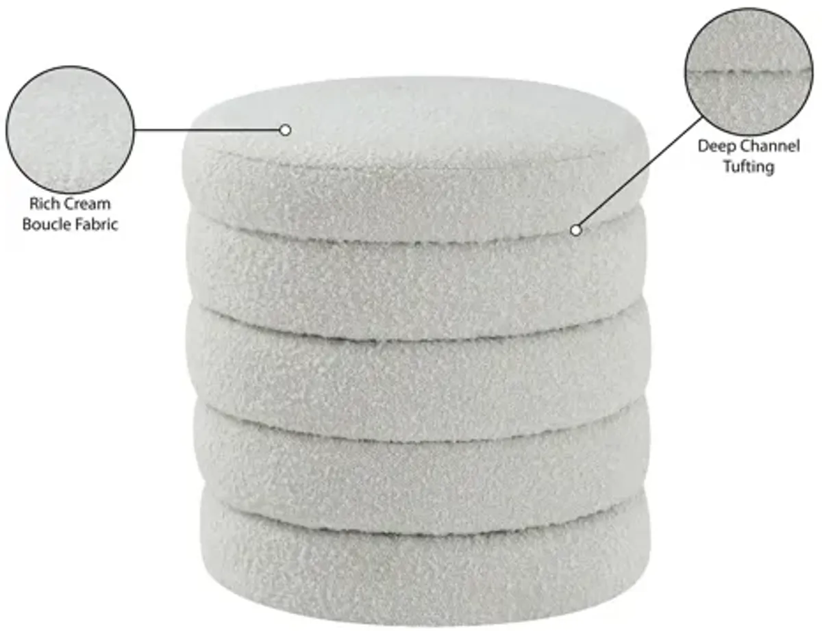 Aphia Boucle Fabric Ottoman/Stool