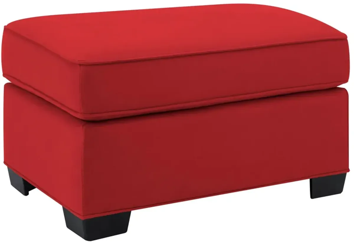 Glendora Ottoman in Suede So Soft Cardinal by H.M. Richards