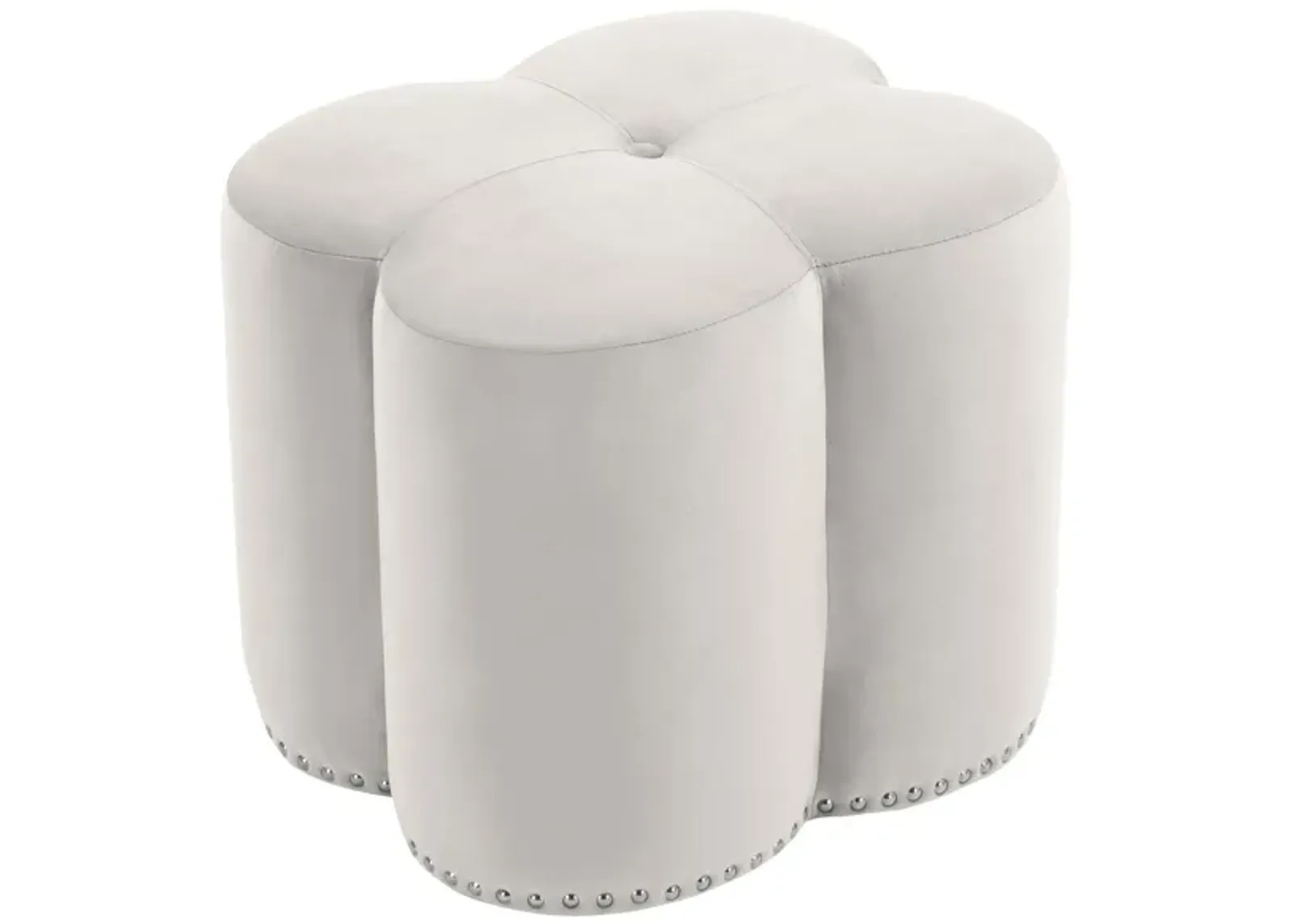 Clover Velvet Ottoman in Cream by Meridian Furniture