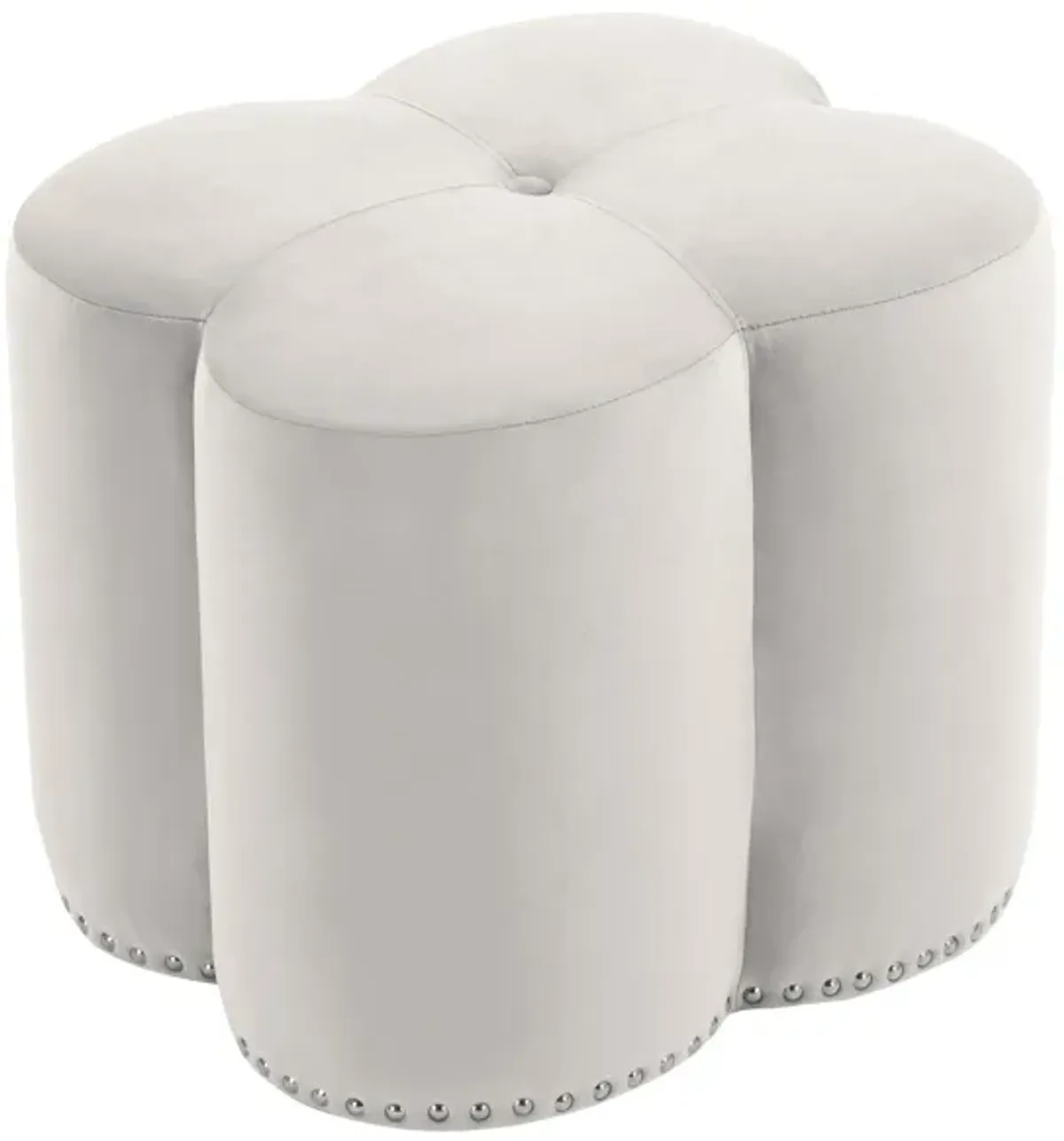 Clover Velvet Ottoman in Cream by Meridian Furniture