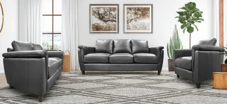 Ellis Ottoman in Denver Charcoal by Omnia Leather