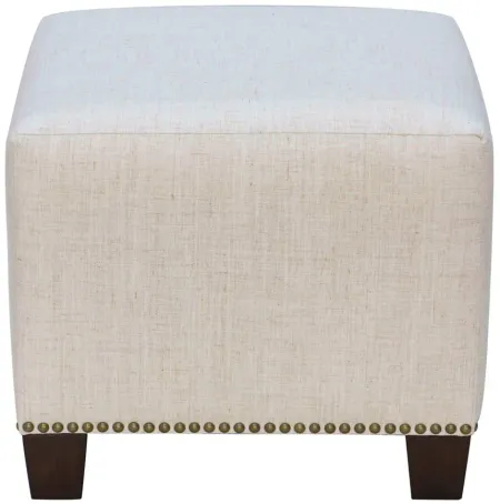 Dylan Square Ottoman in Linen Talc by Skyline