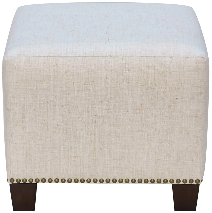 Dylan Square Ottoman in Linen Talc by Skyline