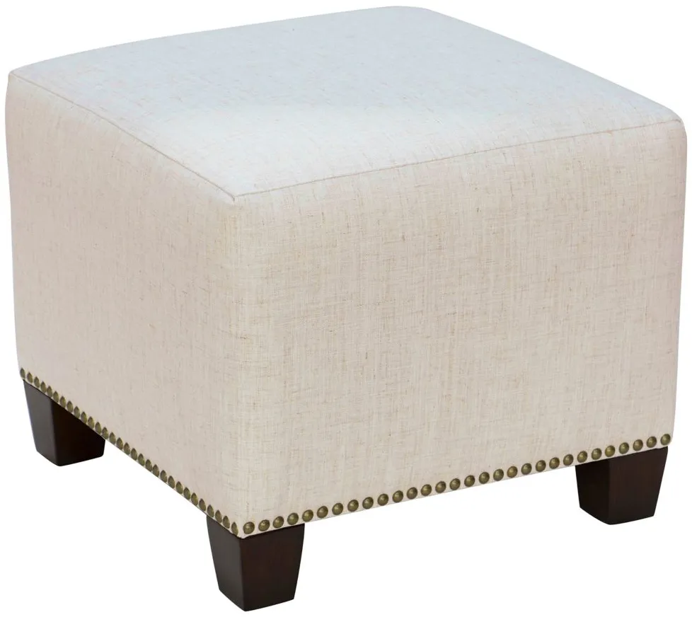 Dylan Square Ottoman in Linen Talc by Skyline