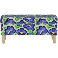 Teeya Storage Bench with Hinged Lid in Carla Floral Blue by Skyline