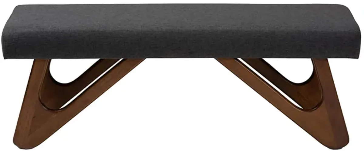 Rika Boomerang Bench in Dark Gray by Wholesale Interiors