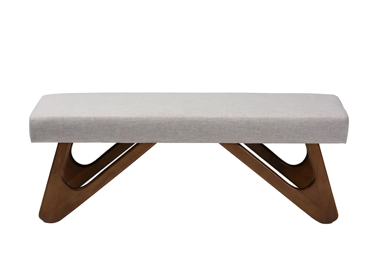 Rika Boomerang Bench in Grayish Beige by Wholesale Interiors