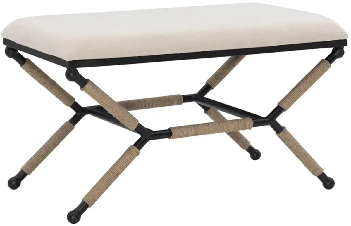 Ashburn Bench in Matte Black/Natural by Linon Home Decor