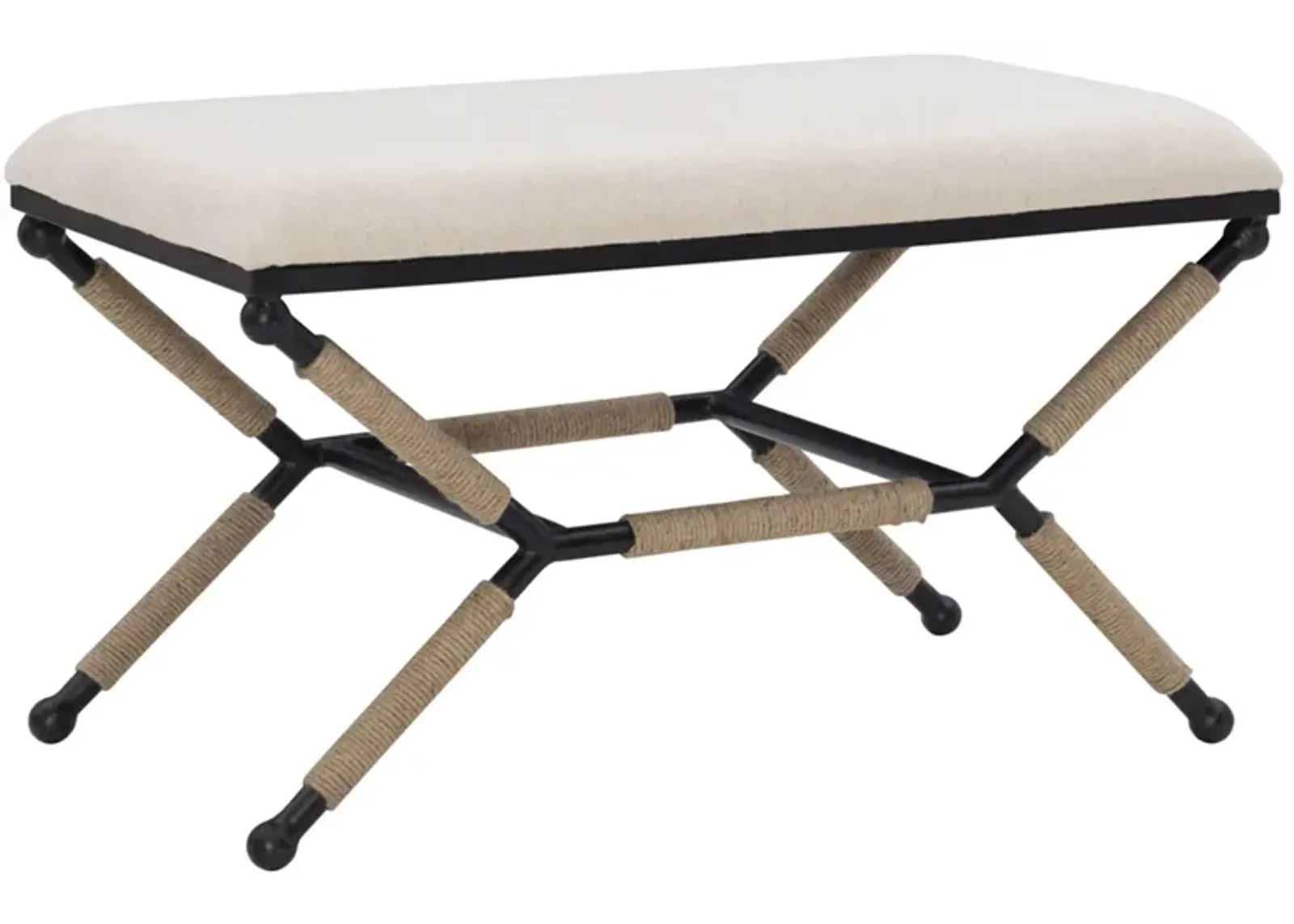 Ashburn Bench in Matte Black/Natural by Linon Home Decor