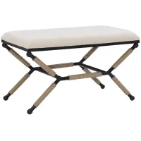 Ashburn Bench in Matte Black/Natural by Linon Home Decor
