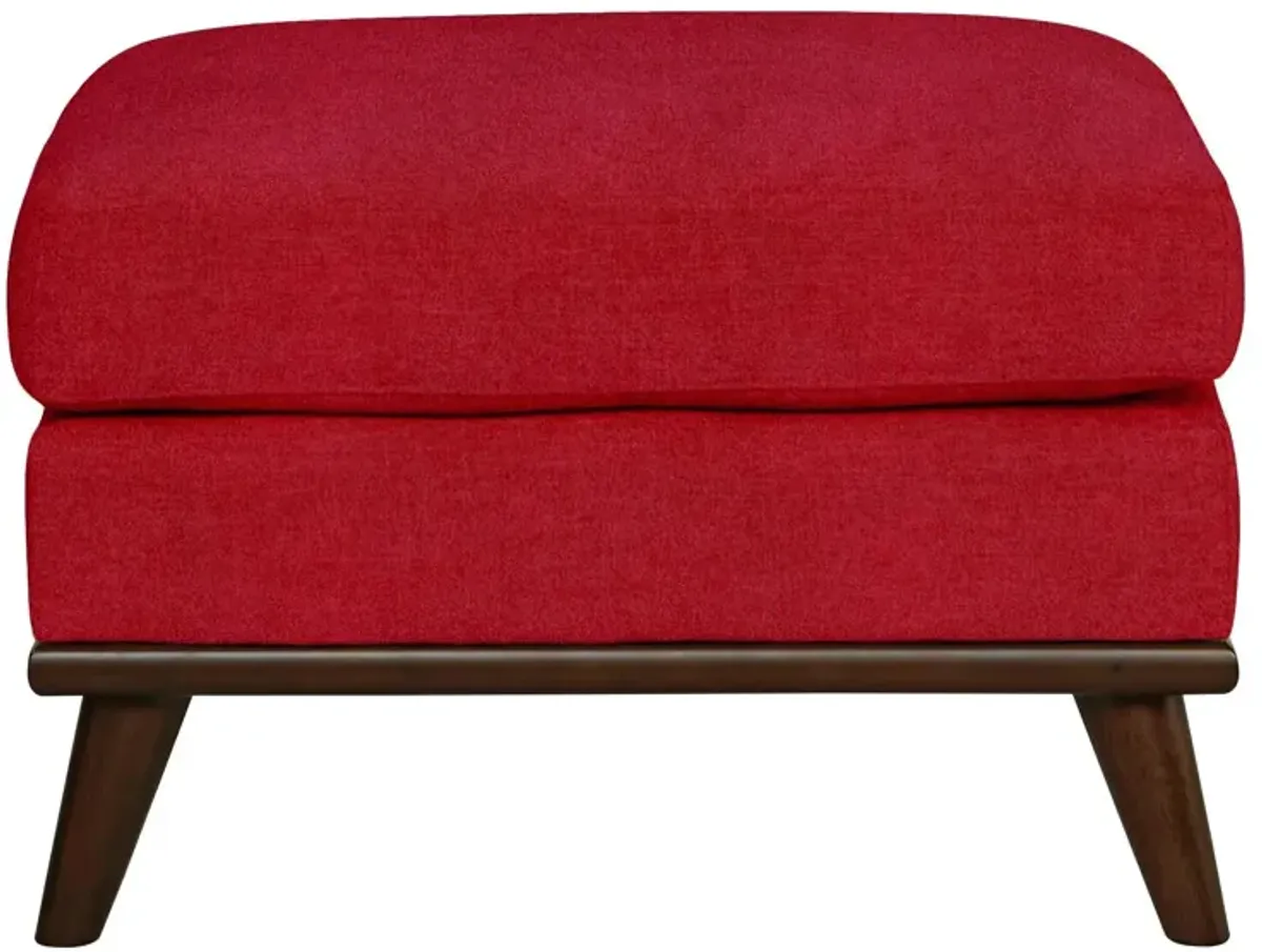 Milo Ottoman in Suede-So-Soft Cardinal by H.M. Richards