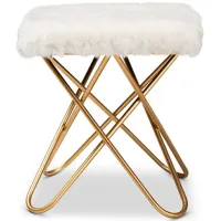 Valle Ottoman in White/Gold by Wholesale Interiors