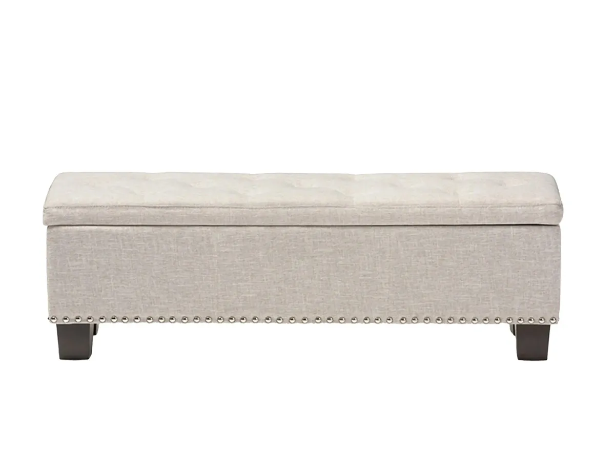 Hannah Storage Ottoman Bench in Beige by Wholesale Interiors