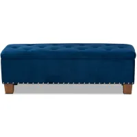 Hannah Storage Ottoman Bench in Navy Blue/Brown by Wholesale Interiors