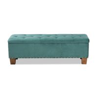 Hannah Storage Ottoman Bench in Teal Blue/Brown by Wholesale Interiors