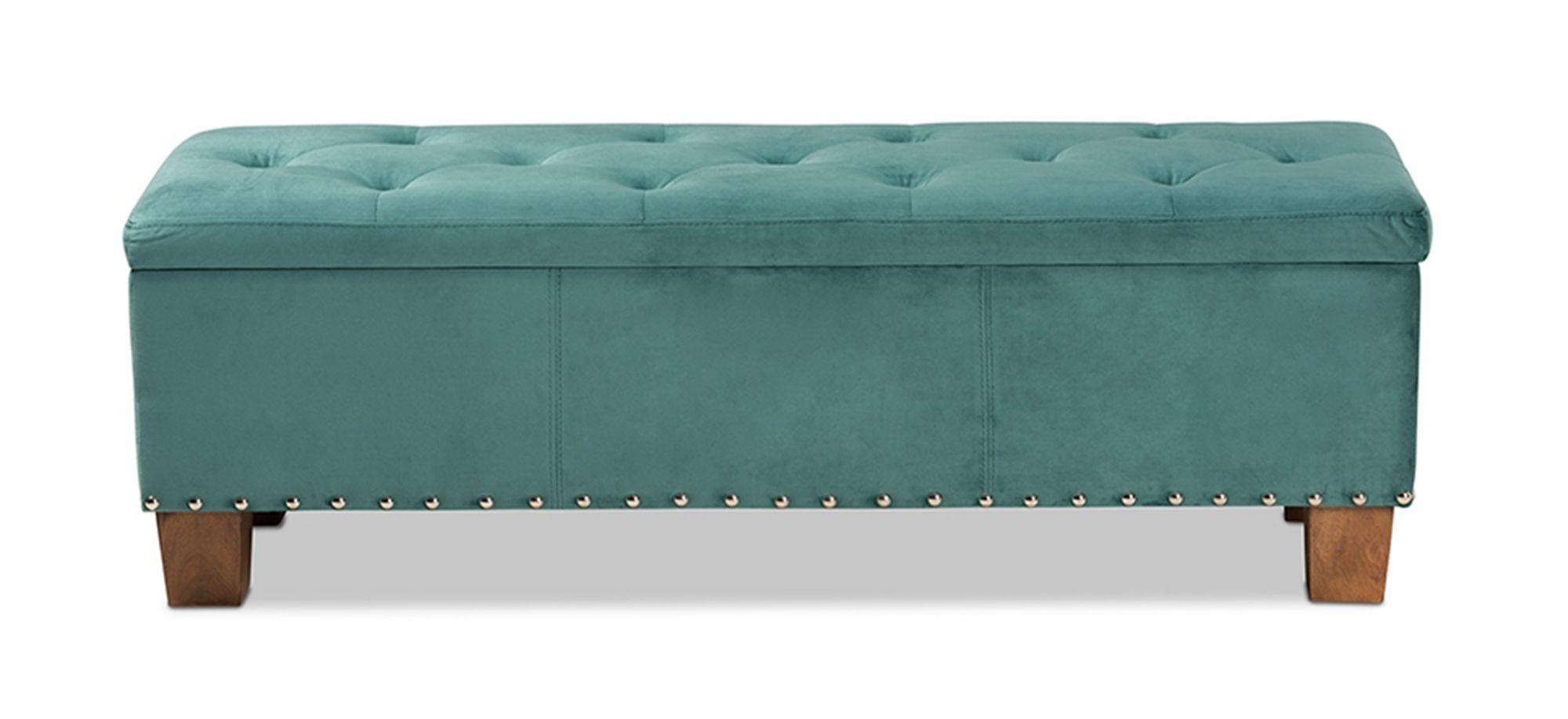 Hannah Storage Ottoman Bench in Teal Blue/Brown by Wholesale Interiors