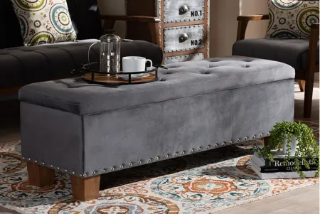 Hannah Storage Ottoman Bench in Gray/Brown by Wholesale Interiors