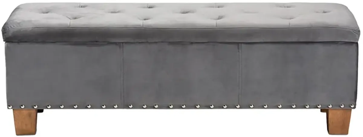 Hannah Storage Ottoman Bench in Gray/Brown by Wholesale Interiors