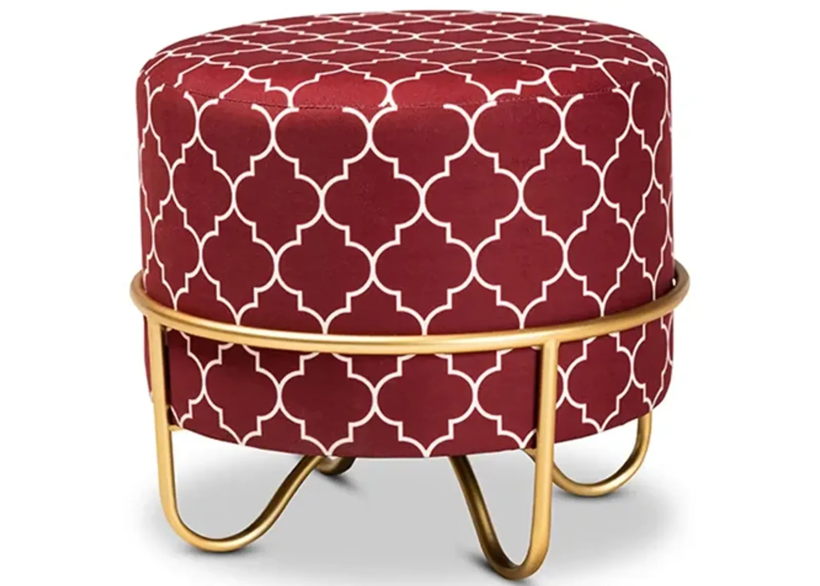 Candice Ottoman in Red/White/Gold by Wholesale Interiors