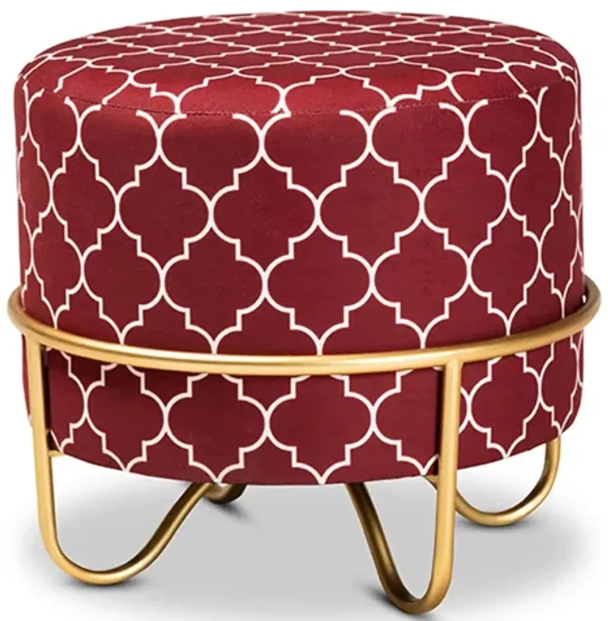 Candice Ottoman in Red/White/Gold by Wholesale Interiors