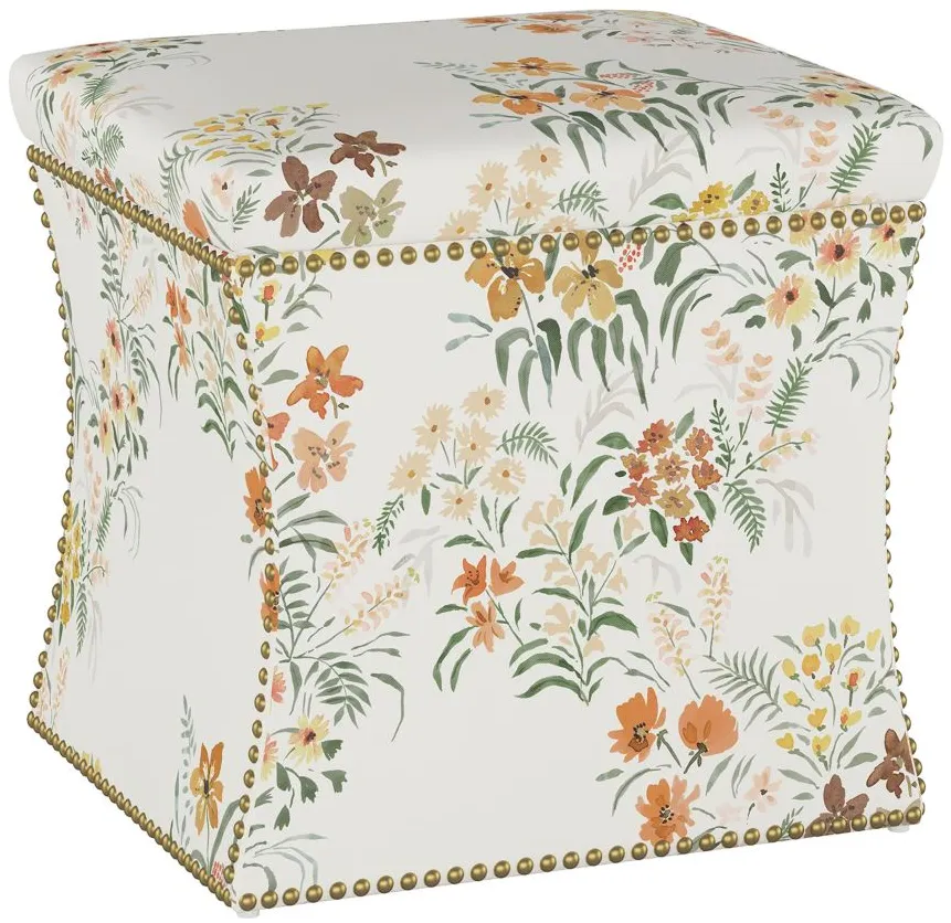 Satori Storage Ottoman in Lucinda Floral Harvest by Skyline