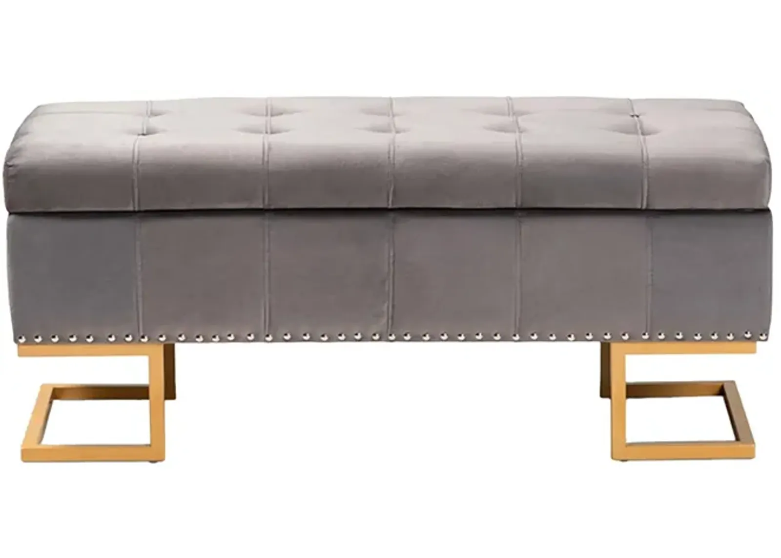 Ellery Storage Ottoman in Gray/Gold by Wholesale Interiors