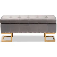 Ellery Storage Ottoman in Gray/Gold by Wholesale Interiors