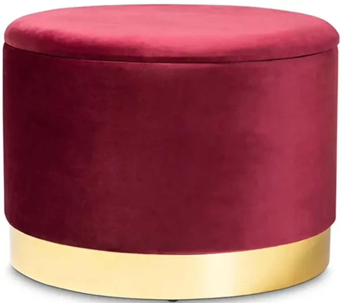 Marisa Storage Ottoman in Red/Gold by Wholesale Interiors