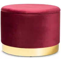 Marisa Storage Ottoman in Red/Gold by Wholesale Interiors