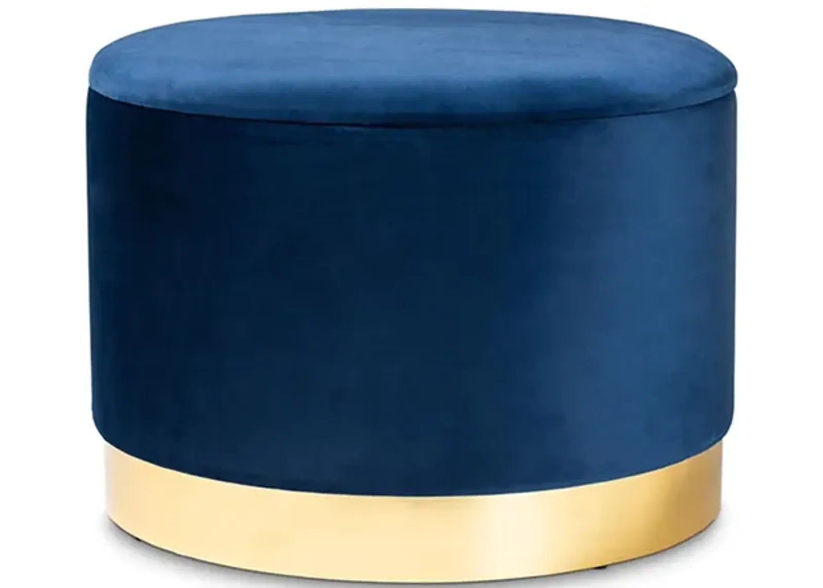 Marisa Storage Ottoman in Navy Blue/Gold by Wholesale Interiors