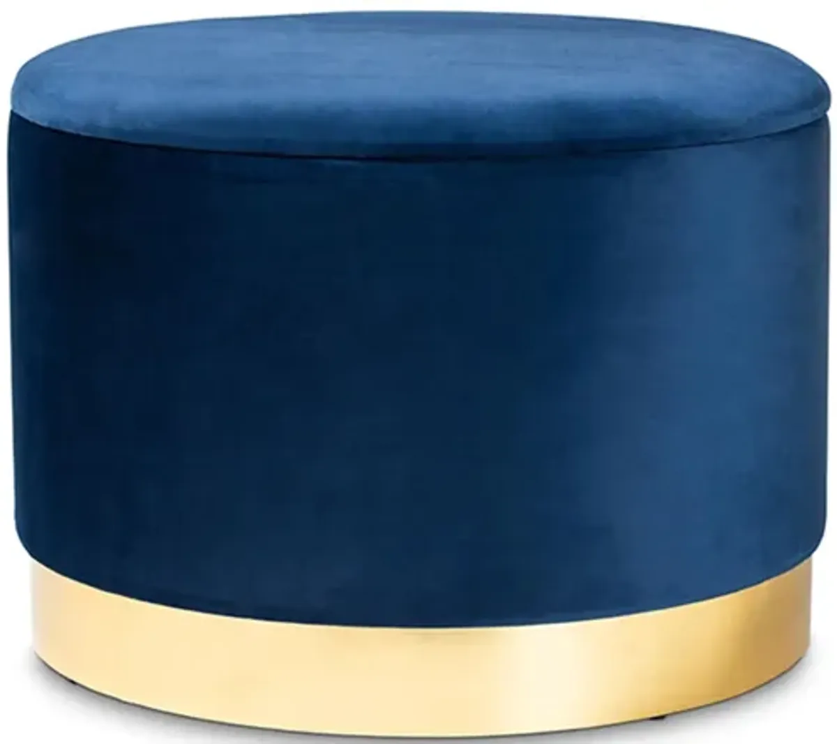 Marisa Storage Ottoman in Navy Blue/Gold by Wholesale Interiors